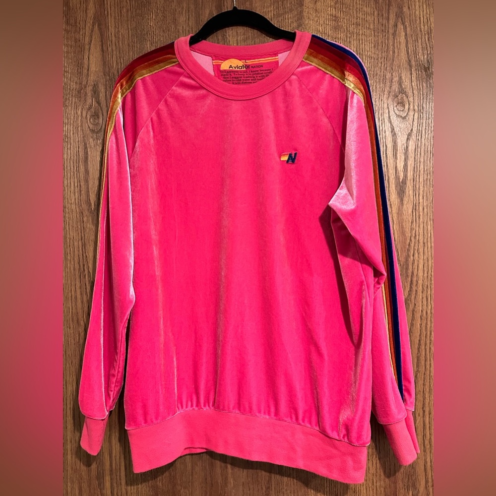Aviator Nation pink velvet sweatshirt